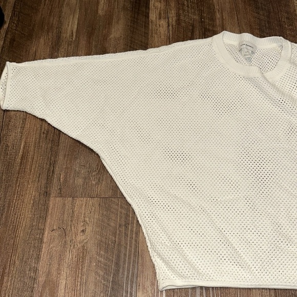 CLUB MONACO Ladies Cotton Mesh Knit Sweater Cream size L - Picture 2 of 4